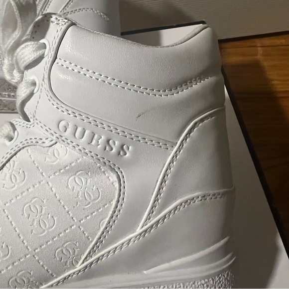Guess Women's White High-Top Wedge Sneakers Size 7.5 - Picture 12 of 14
